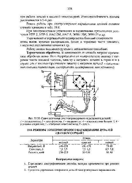Схема установки для электроискрового наращивания деталей