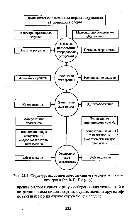 Структура экономического механизма охраны окружающей среды (по В. В. Петрову)