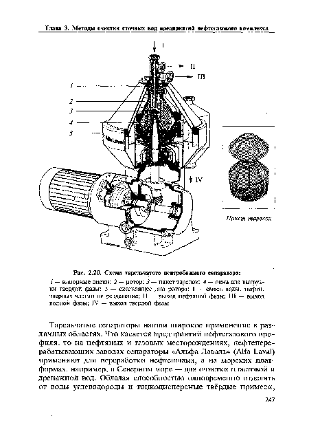Схема тарельчатого центробежного сепаратора