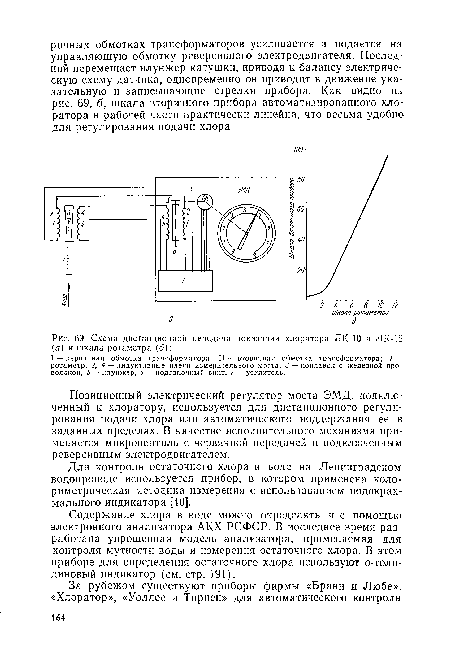 Схема дистанционной передачи показаний хлоратора ЛК-Ю и ЛК-12 (а) и шкала ротаметра (б)