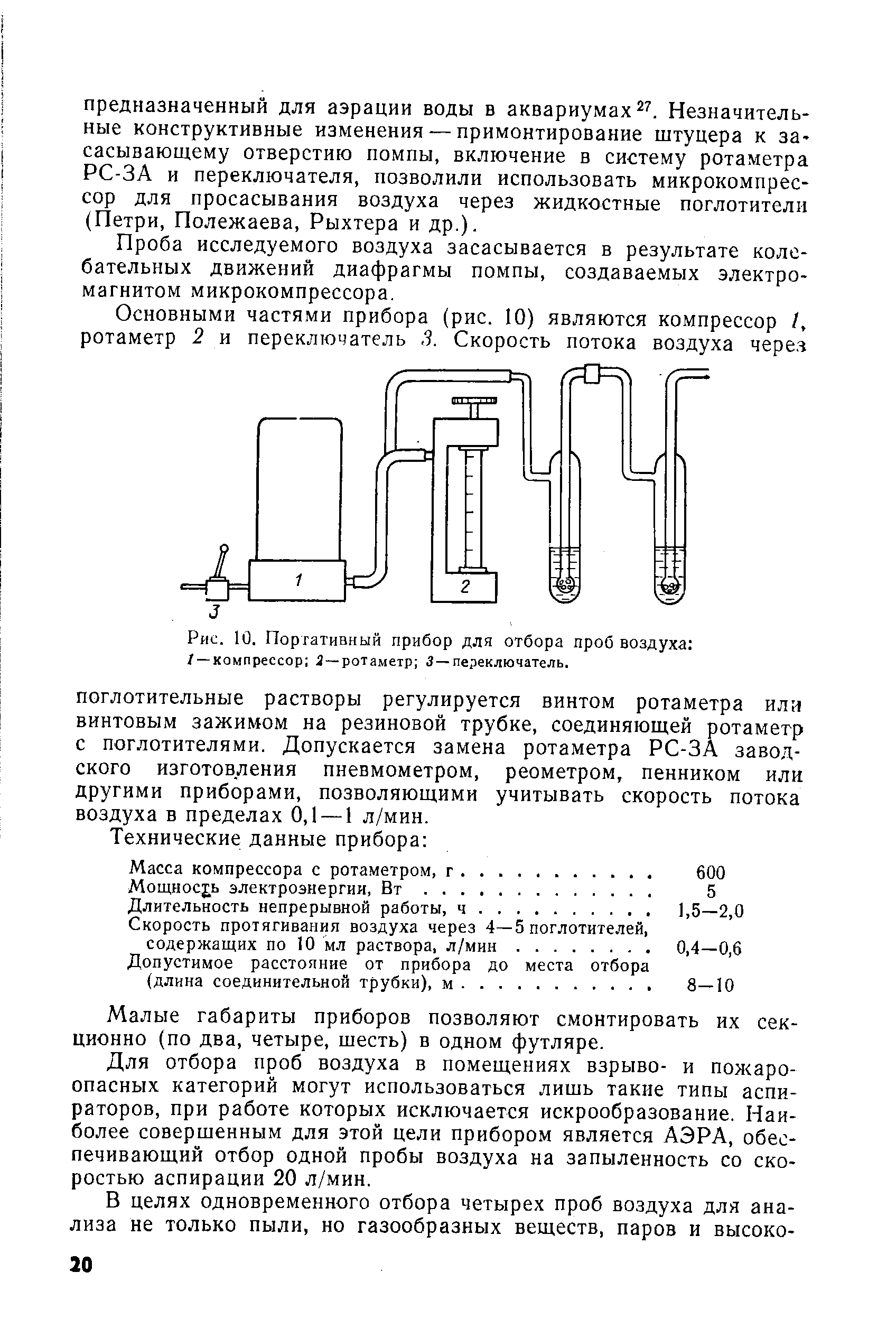 Схема отбора проб воздуха