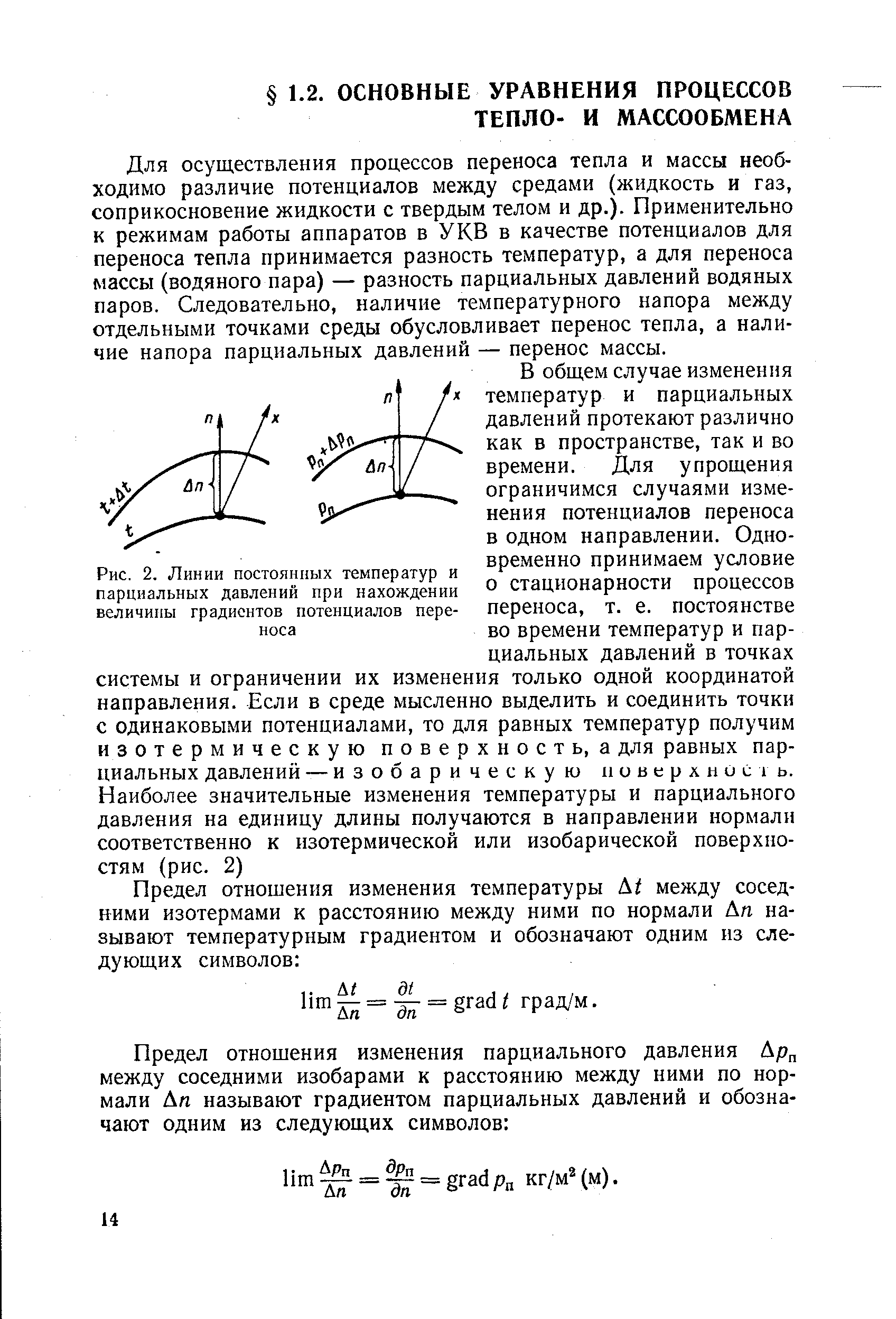 Величина градиента. Влажный воздух термодинамика. Линию постоянной температуры. Потенциал переноса водяного пара. Определение градиента потенциала.