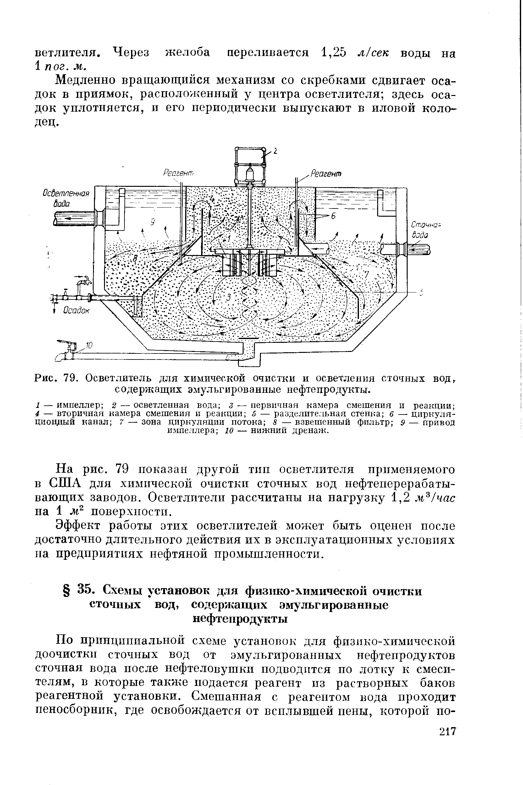 Схема осветлителя ЦНИИ-2. Схема осветлителя ЦНИИ-3. Осветлители сточных вод. Эмульгированные нефтепродукты.