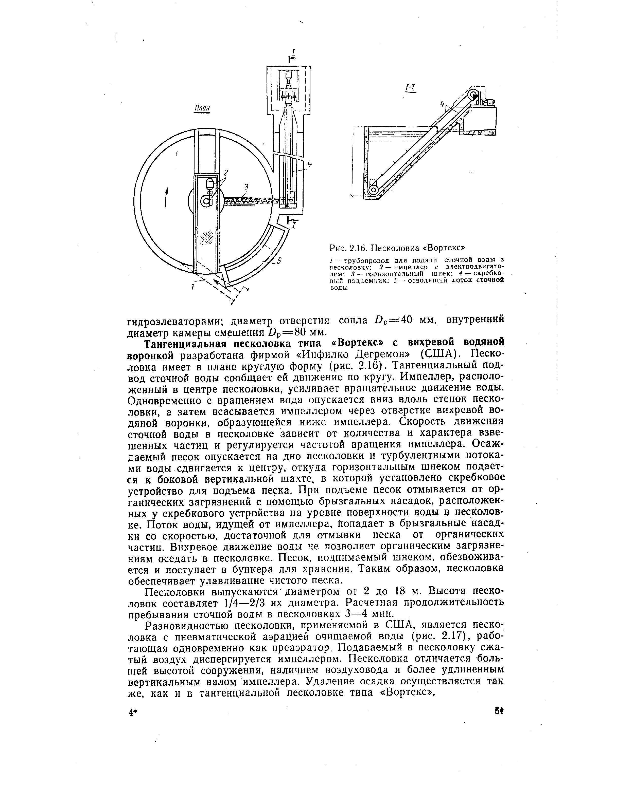 Песколовка тангенциальная схема