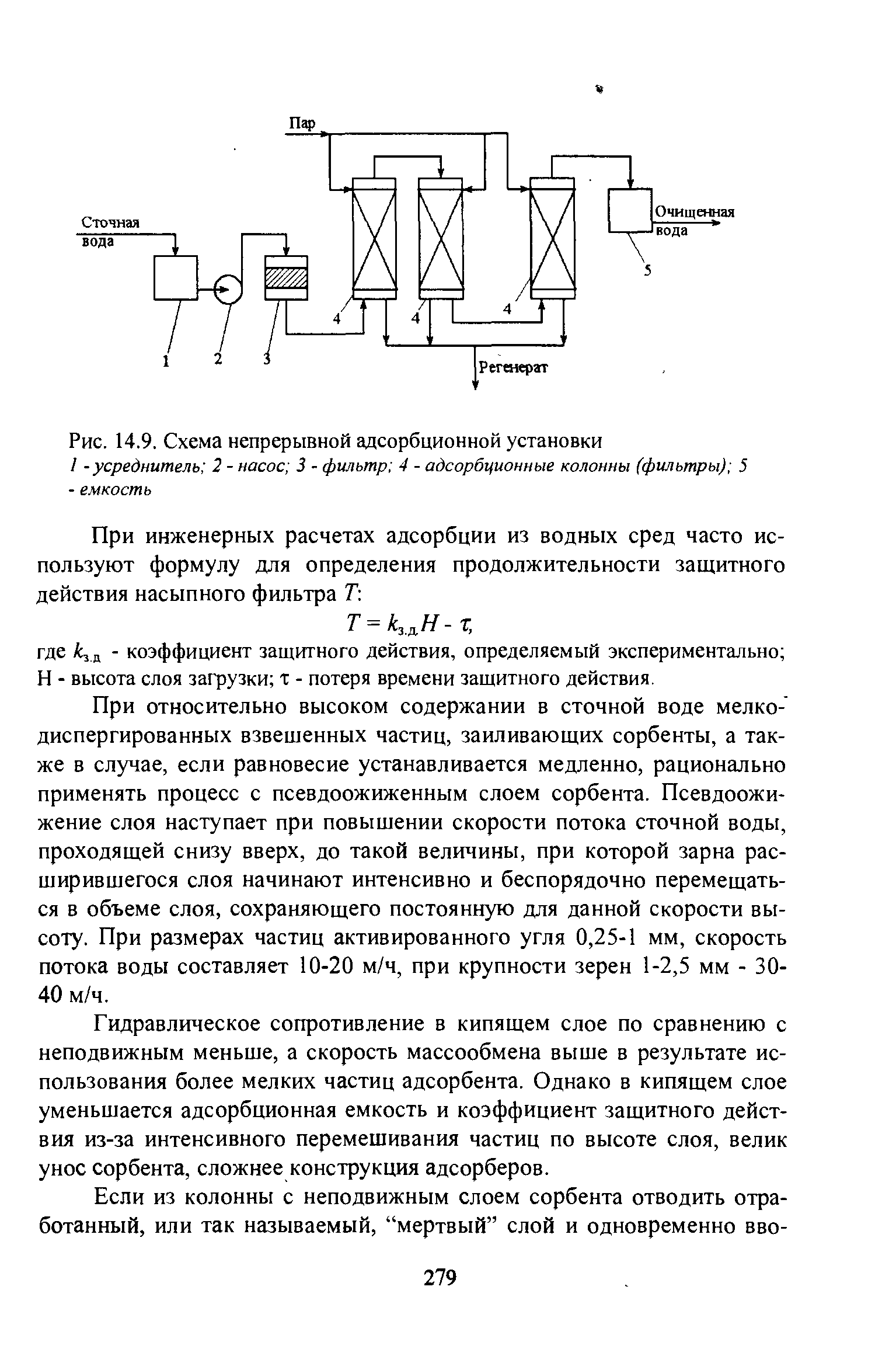 Схема адсорбционной установки периодического действия с неподвижным слоем адсорбента