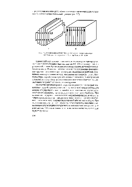 Конструкции модулей пластинчато-каталитического реактора для газоходов цилиндрического (а) и коробчатого (б) типов