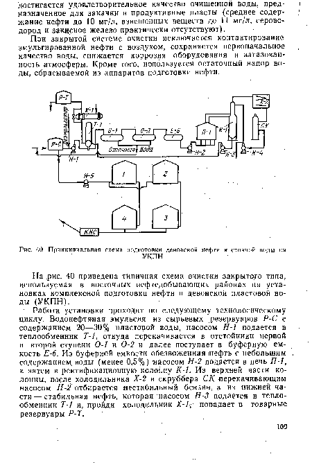 Принципиальная схема подготовки девонской нефти и сточной воды на