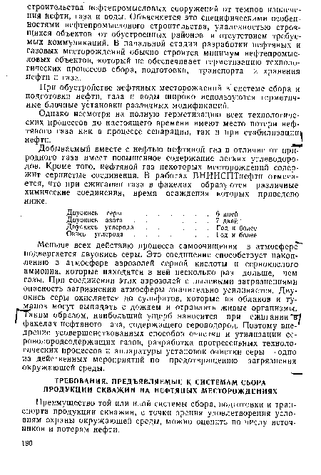 Преимущество той или иной системы сбора, подготовки и транспорта продукции скважин, с точки зрения удовлетворения условиям охраны окружающей среды, можно оценить по числу источников и потерям нефти.