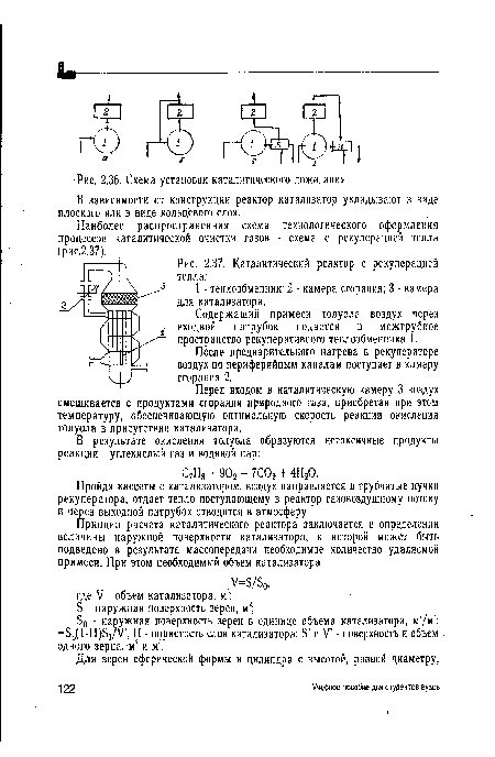 Схема установок каталитического дожигания