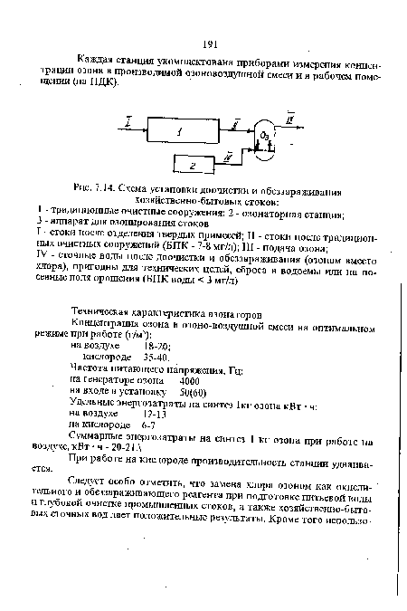 Схема установки доочистки и обеззараживания хозяйственно-бытовых стоков