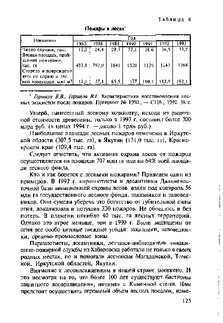 Ущерб, нанесенный лесному хозяйству, исходя из рыночной стоимости древесины, только в 1993 г. составил более 300 млрд руб. (в ценах 1994 г. —.около 1 трлн руб.).