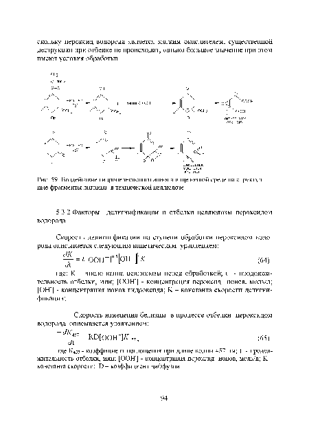 Воздействие гидроиерекисиого аниона в щелочной среде на структурные фрагменты лигнина в технической целлюлозе