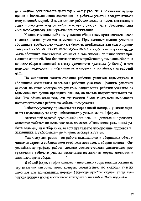 Рабочему участку присваивается порядковый номер, и участок передаётся вздымщику по акту - обязательству установленной формы.