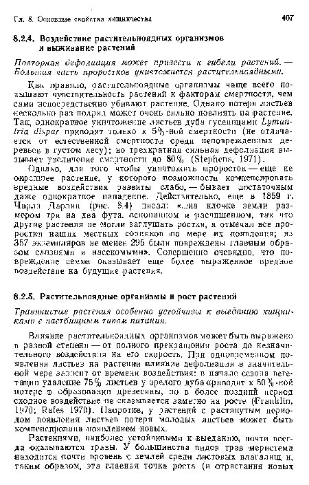 Повторная дефолиация может привести к гибели растений. — Большая часть проростков уничтожается растительноядными.