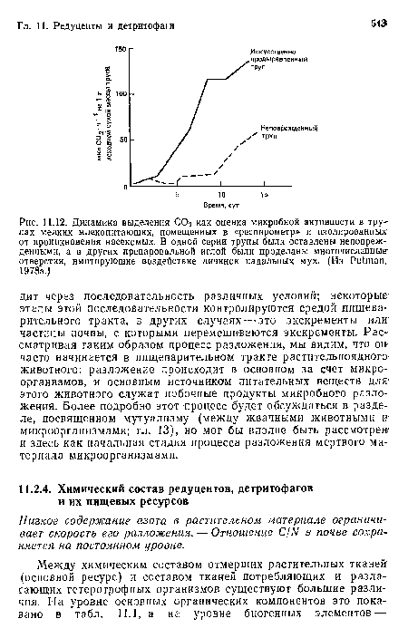 Низкое содержание азота в растительном материале ограничивает скорость его разложения. — Отношение C/N в почве сохраняется на постоянном уровне.