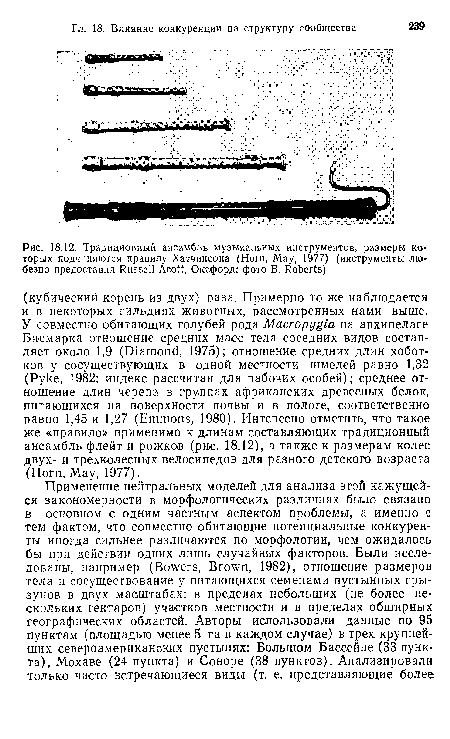 Традиционный ансамбль музыкальных инструментов, размеры которых подчиняются правилу Хатчинсона (Horn, May, 1977) (инструменты любезно предоставил Russell Acott, Оксфорд; фото В. Roberts)