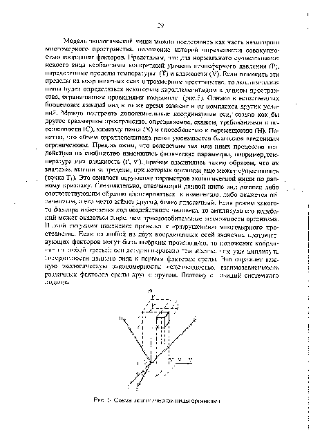 Схема экологической ниши организма