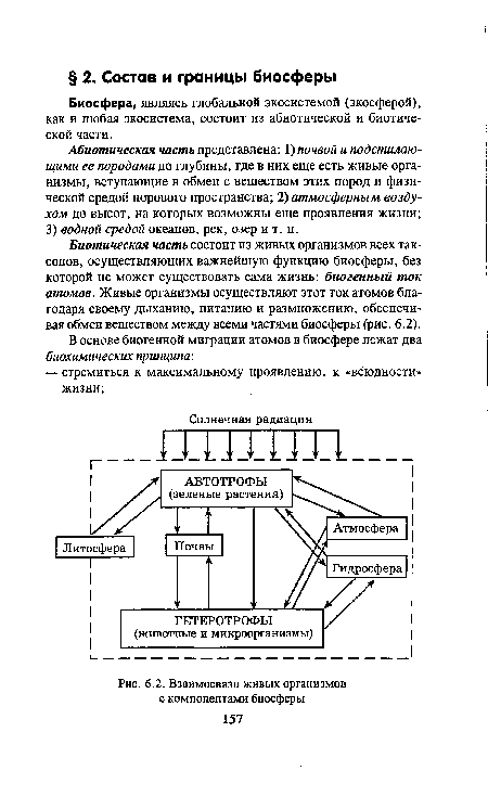 Взаимосвязи живых организмов с компонентами биосферы