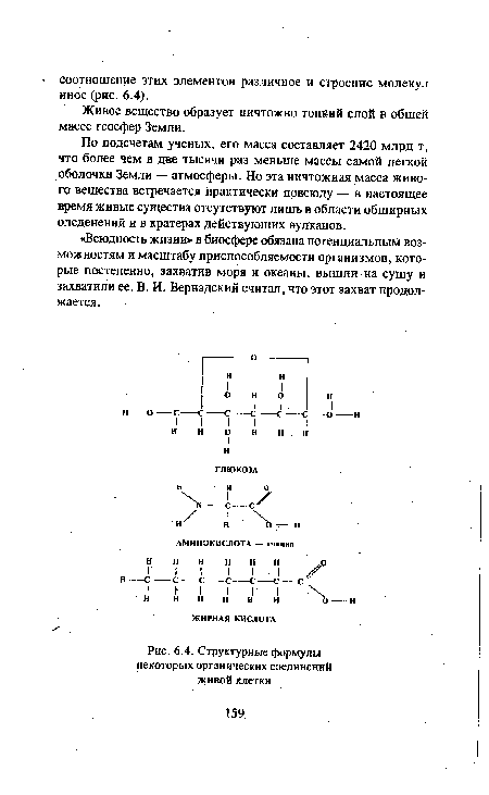 Структурные формулы некоторых органических соединений живой клетки