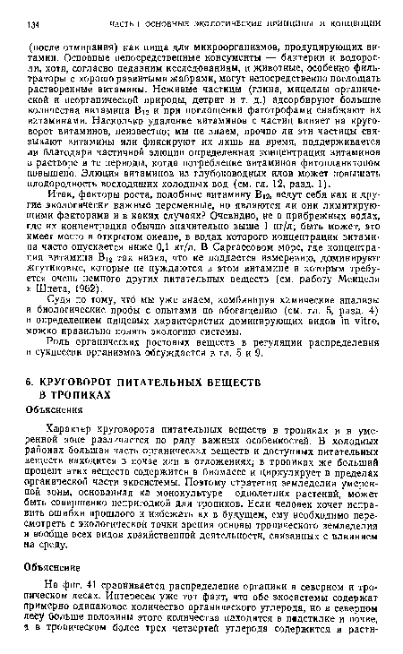 Роль органических ростовых веществ в регуляции распределения и сукцессии организмов обсуждается в гл. 5 и 9.