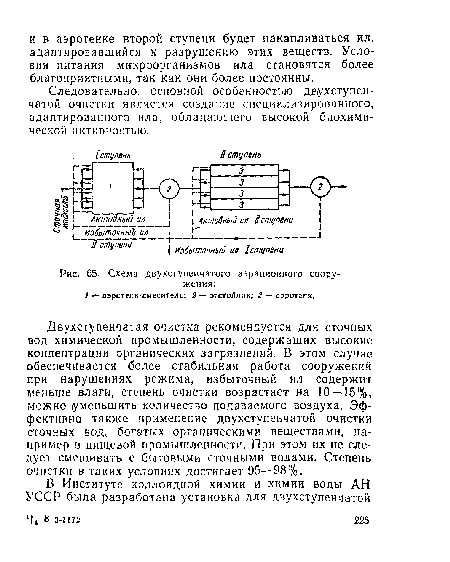 Схема двухступенчатого аэрационного сооружения