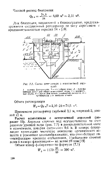 Схема осветлителя с естественной аэрацией