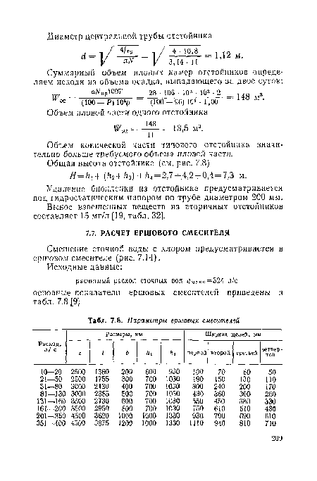 Смешение сточной воды с хлором предусматривается в ершовом смесителе (рис. 7.14).