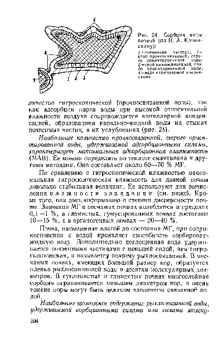 Сорбция воды почвой (по Н. А. Качин-скому)