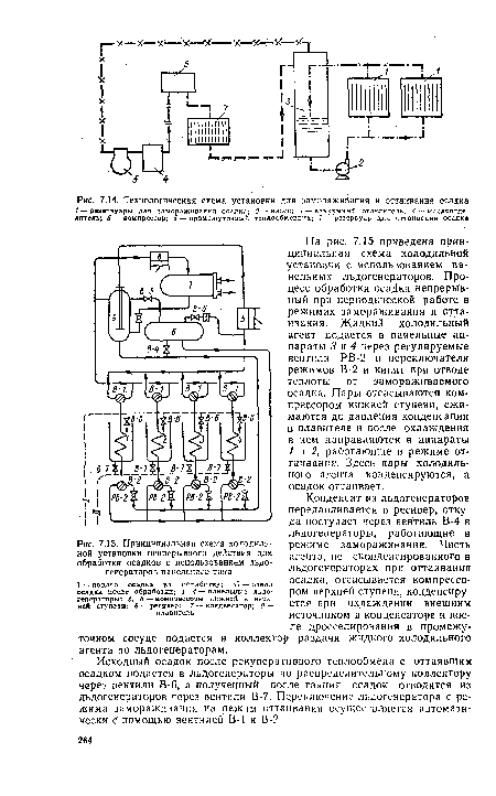 Технологическая схема установки для замораживания и оттаивания осадка