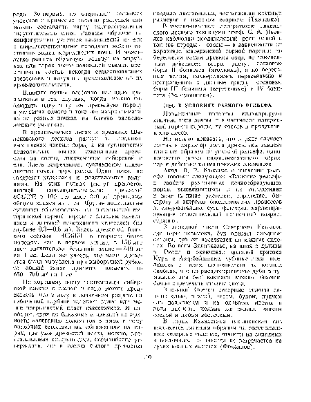 В южной Осетии северные склоны заняты елыо, пихтой, тисом, буком, причем ель появляется и на окрытых местах в роли пионера; южные же склоны заняты сосной и дубом восточным.