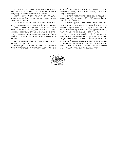 Классификация проф. И. В. Тюрина, несмотря на свою внешнюю громоздкость, выгодно отличается от всех предыдущих классификаций более широким учетом факторов, влияющих на водоохранно-защитные свойства леса, а также более тесной связью с лесохозяйственным производством.