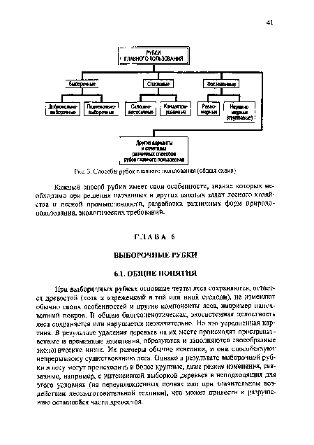 Способы рубок главного пользования (общая схема)