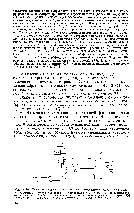 Технологическая схема очистки хромсодержащнх сточных вод