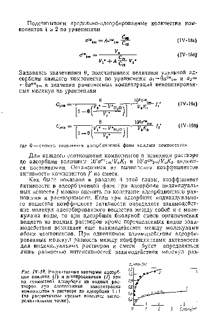 Для каждого соотношения компонентов в исходном растворе до адсорбции величины ХОРа У Кх и 103аом2«>/ аЯ2 являются постоянными. Остановимся на вычислении коэффициентов активности компонентов из смеси.