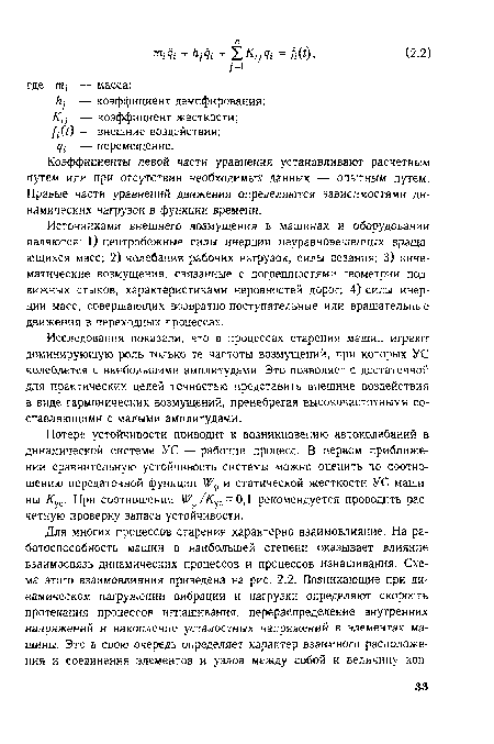 Коэффициенты левой части уравнения устанавливают расчетным путем или при отсутствии необходимых данных — опытным путем. Правые части уравнений движения определяются зависимостями динамических нагрузок в функции времени.