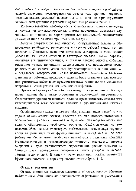 Из этого вытекает необходимость установления причины перерыва в нормальном функционировании; причем нарушение, вызванное случайными причинами, не характерными для нормальной эксплуатации данной машины, за отказ принимать не следует.