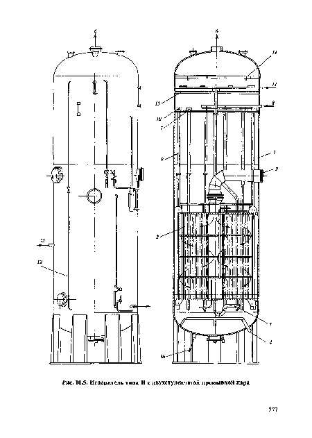Испаритель типа И с двухступенчатой промывкой пара