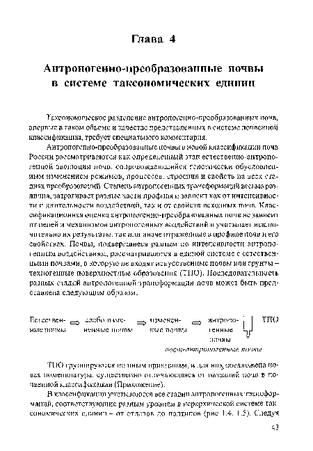 ТПО группируются по иным принципам, и для них предложена новая номенклатура, существенно отличающаяся от названий почв в почвенной классификации (Приложение).