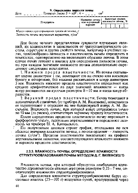 Влажность почвы, при которой образуется наибольшее количество агрономически ценных агрегатов размером 0,25—7 мм, соответствует влажности структурообразования.