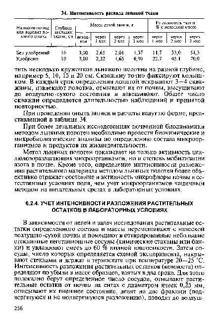 При проведении опыта записи и расчеты ведут по форме, представленной в таблице 34.