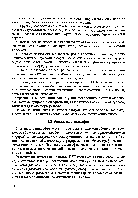 Основные компоненты ландшафта следует отличать от элементов ландшафта, которые являются составными частями основных компонентов.