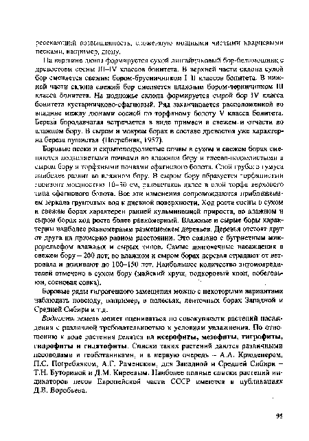 Боровые ряды гигрогенного замещения можно с некоторыми вариантами наблюдать повсюду, например, в полесьях, ленточных борах Западной и Средней Сибири и т.д.