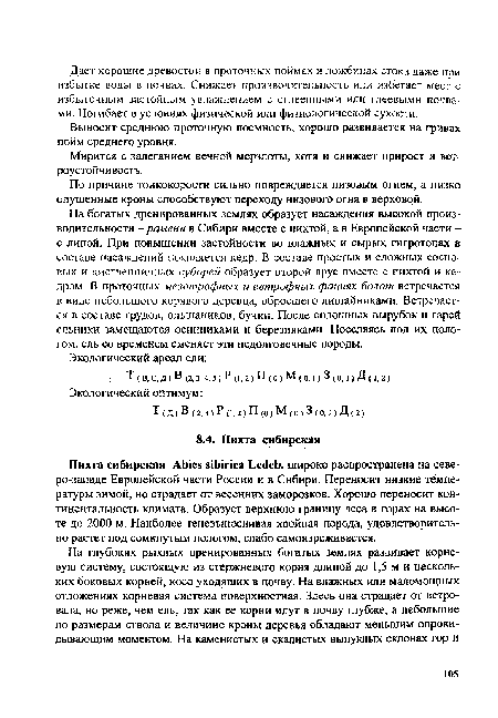 Выносит среднюю проточную поемность, хорошо развивается на гривах пойм среднего уровня.