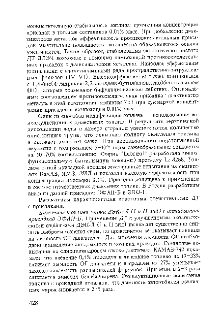 Рассмотрим характеристики некоторых отечественных ДТ с присадками.