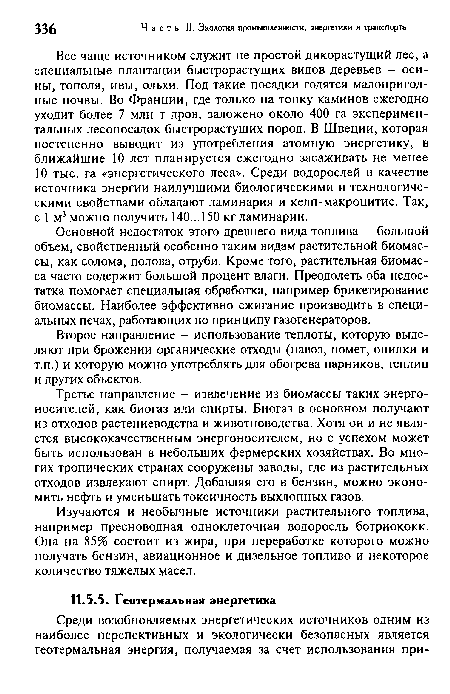 Основной недостаток этого древнего вида топлива - большой объем, свойственный особенно таким видам растительной биомассы, как солома, полова, отруби. Кроме того, растительная биомасса часто содержит большой процент влаги. Преодолеть оба недостатка помогает специальная обработка, например брикетирование биомассы. Наиболее эффективно сжигание производить в специальных печах, работающих по принципу газогенераторов.