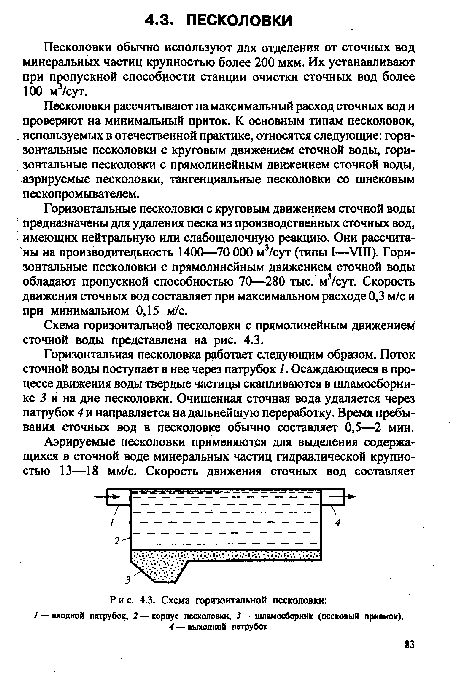 Схема горизонтальной песколовки