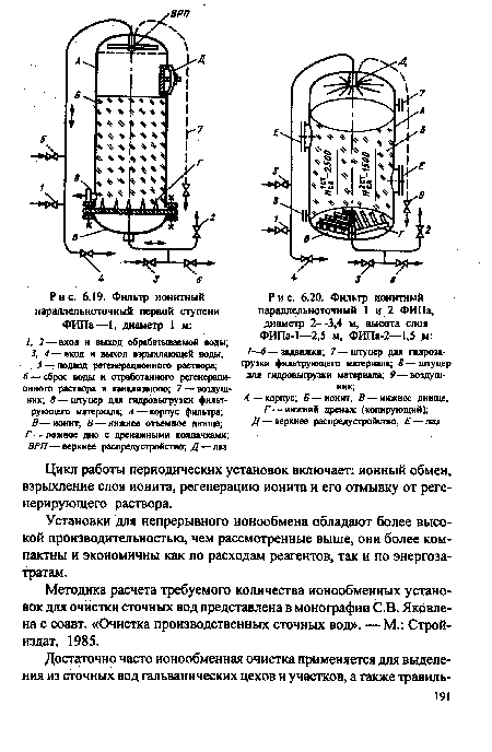 Установки для непрерывного ионообмена обладают более высокой производительностью, чем рассмотренные выше, они более компактны и экономичны как по расходам реагентов, так и по энергозатратам.