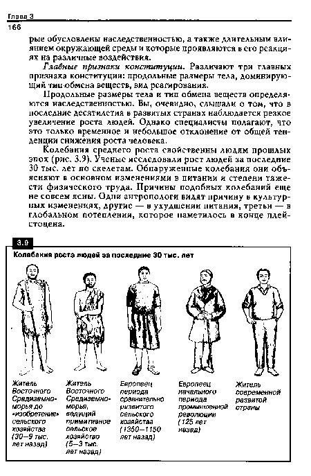 Продольные размеры тела и тип обмена веществ определяются наследственностью. Вы, очевидно, слышали о том, что в последние десятилетия в развитых странах наблюдается резкое увеличение роста людей. Однако специалисты полагают, что это только временное и небольшое отклонение от общей тенденции снижения роста человека.