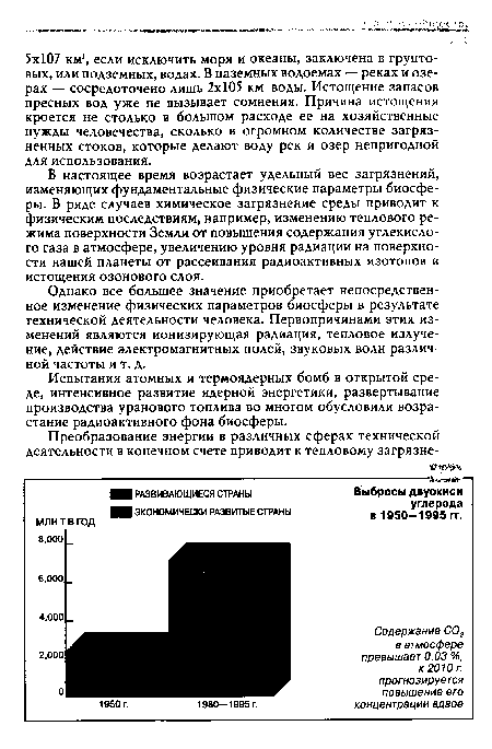 Испытания атомных и термоядерных бомб в открытой среде, интенсивное развитие ядерной энергетики, развертывание производства уранового топлива во многом обусловили возрастание радиоактивного фона биосферы.