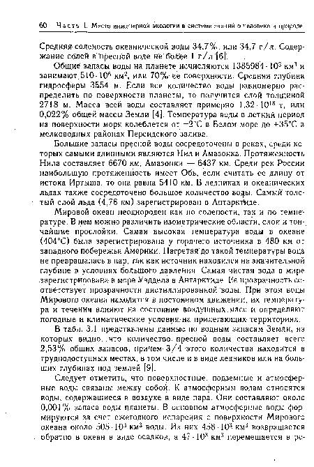 Средняя соленость океанической воды 34,7%, или 34,7 г/л. Содержание солей в пресной воде не более 1 г/л [6].